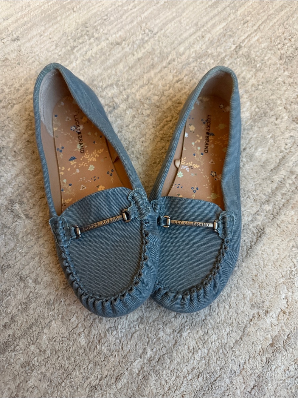Lucky Brand Blue Canvas Slip-On Moccasins